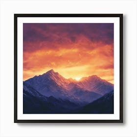 Dynamic Mountain Sunset Landscape 3 Art Print