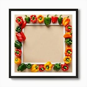 Colorful Peppers In A Frame 13 Art Print