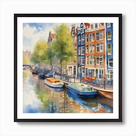 A Watercolor Masterpiece Depicting Amsterdams Art Print