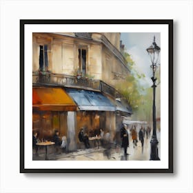 Paris Cafe.City of Paris. Cafes. Passersby, sidewalks. Oil colours.3 Art Print