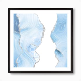 Blue & Silver Agate Glitter Texture 06 Art Print