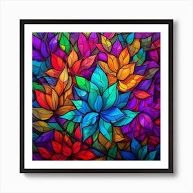 Stained Glass Leaves Art Print