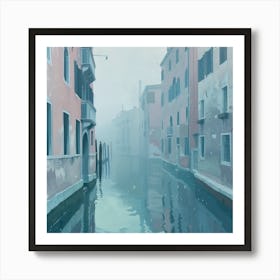 David Hockney Style. Venice Canals in Winter Art Print