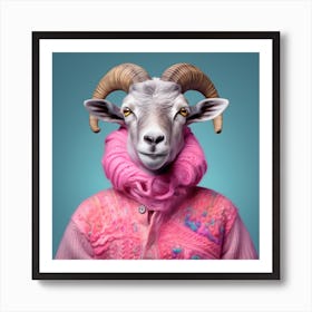 Goat In A Pink Sweater Art Print