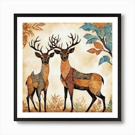 Default Outback Animals 2 Motif Batik Deer Art Print 1 (1) Art Print