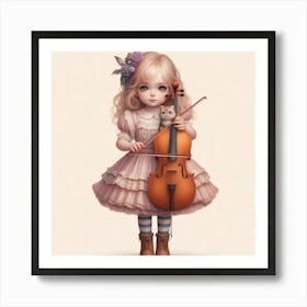 Little Girl Playing Cello Art Print