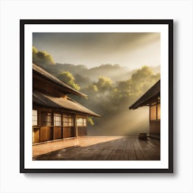 Firefly Rustic Rooftop Japanese Vintage Village Landscape 19240 (2) Art Print