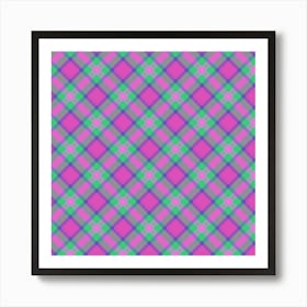 Pink And Green Plaid Fabric 1 Art Print