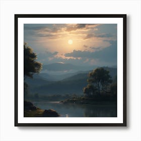 Sunset By The Lake Art Print