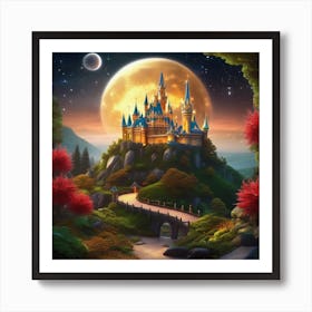 Disney Castle At Night 1 Art Print