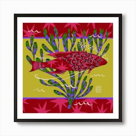 Red Star Fish Art Print