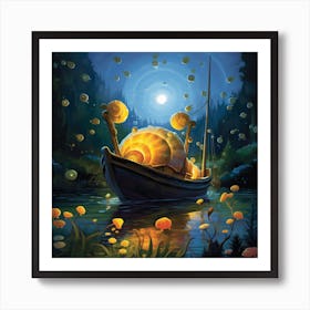 Snails In A Boat Art Print