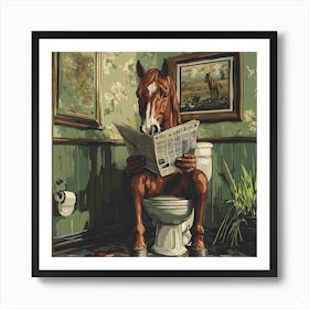 Horse Reading Newspaper 2 Art Print