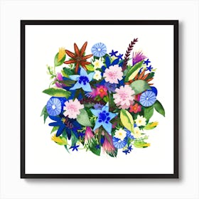 Cornflower Bouquet Square Art Print