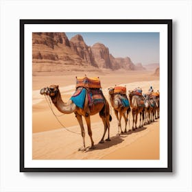 Camels In The Desert Art Print