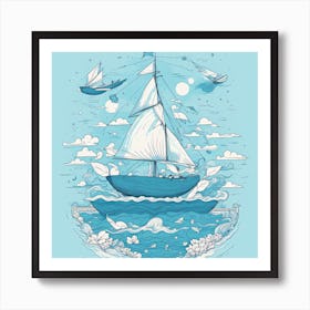 Sailboat In The Sea 2 Art Print