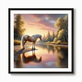 Horse By The River 2 Art Print