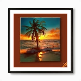 Palm Tree At Sunset 1 Art Print