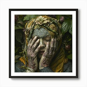 Woman Covered In Flowers Art Print