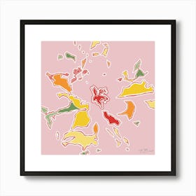 Floral Abstract On Pink Art Print