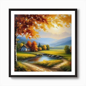 Autumn Landscape Painting 3 Art Print