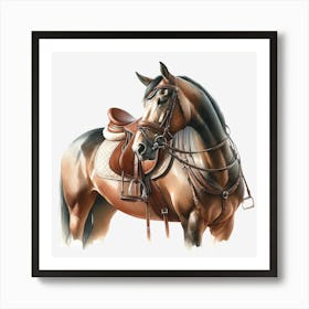 Horse With Bridle Art Print