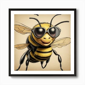 Bee With Sunglasses Art Print