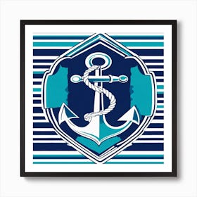 Anchor On Striped Background Art Print