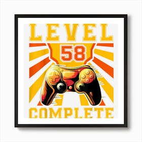 Gamer Gamer Controller 58th Birthday Level 58 Art Print