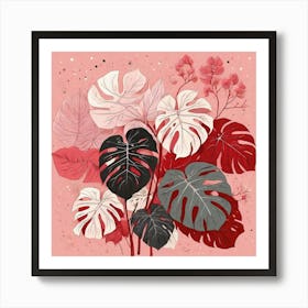 Pink And Red Plant Illustration Monstered Thai Cons tell 2 Art Print