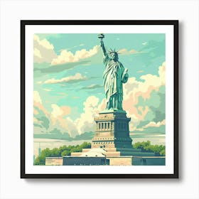 A Statue Of Liberty In New York Lofi Illustratio 1719922656 2 Art Print