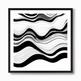 Wavy Sketch In Black And White Line Art 1 Art Print