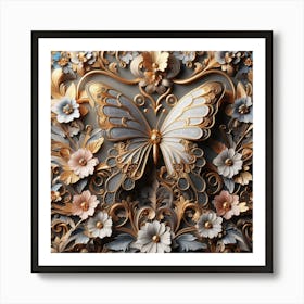 Gold & Silver Butterfly Art Print