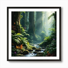 Stream In The Jungle 1 Art Print