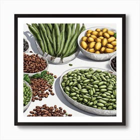 Illustration Of Beans And Legumes Art Print