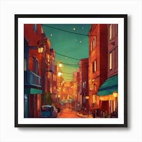 Street At Night 1 Art Print
