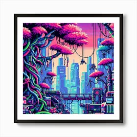 8-bit cybernetic jungle 1 Art Print