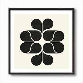 Black Geometry Floral  Art Print