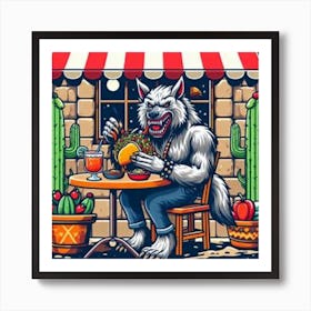 wolf eating taco Art Print