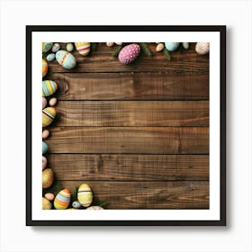 Easter Wooden Table From Above Banner Texture Wi 17 Art Print