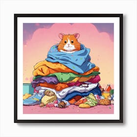 Hamster In A Pile Of Clothes Art Print