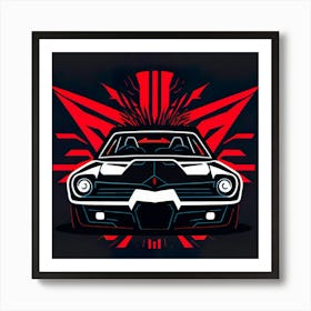 Car Red Artwork Of Graphic Design Flat (77) Art Print