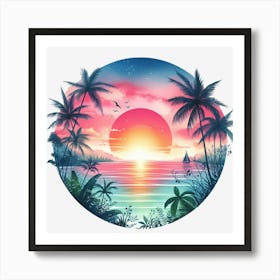 Sunset At The Beach 4 Art Print