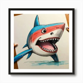 Shark Drawing 21 Art Print