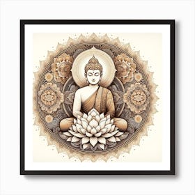 Buddha In Lotus 2 Art Print