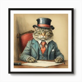 Cat In Top Hat 9 Art Print