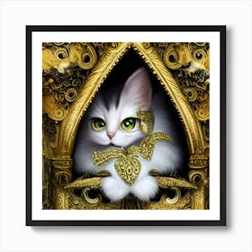 Cat In A Golden Cage Art Print