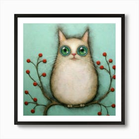 Cat On A Branch Art Print