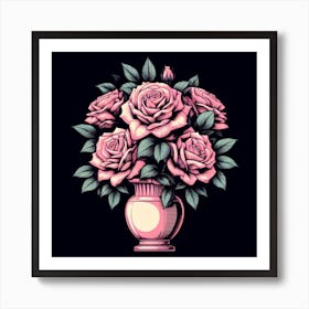 Pink Roses In A Vase 6 Art Print