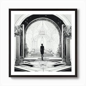 Doorway Black And White Abstract Art Art Print